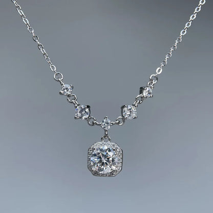 MuShan Luxury Jewelry 925 Sterling Silver Pendant Necklace Moissanite Anniversary Gold Vermeil Girls MST Patent Pendants