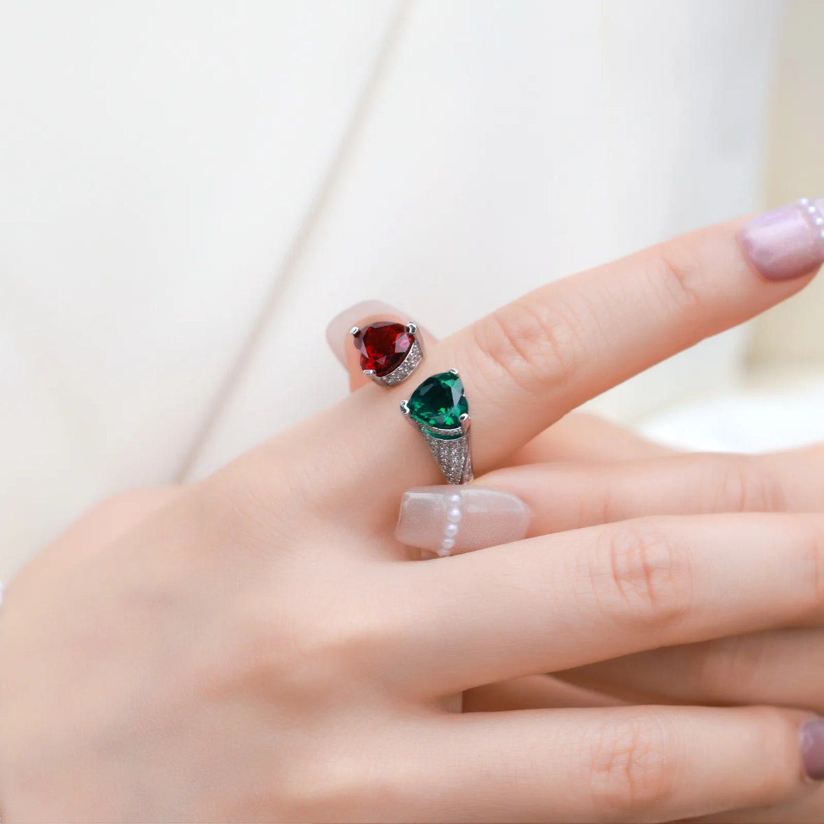 Anillo de joyería de lujo MUSHAN Love Growing con piedras preciosas, fabricado en plata de ley S925, engastado con piedra preciosa roja cultivada, diseño abierto