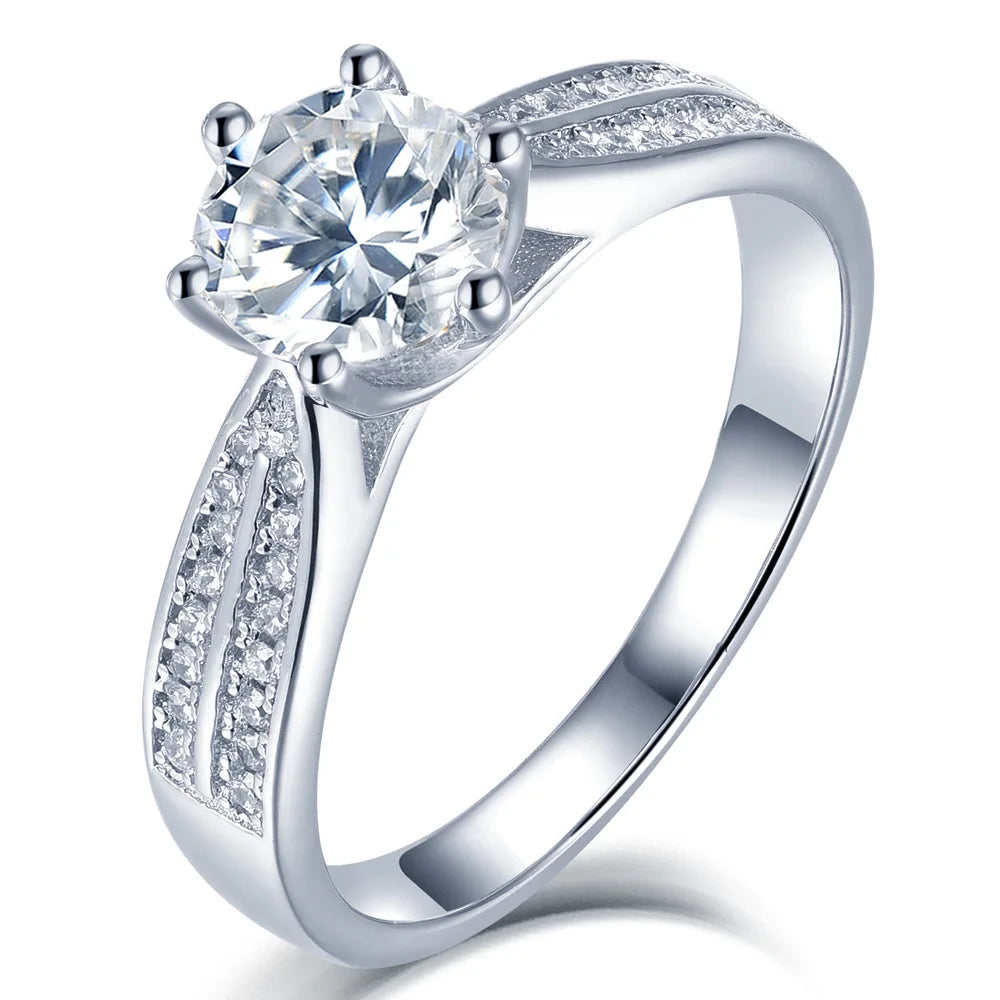 Anillo de plata de ley 925 de MuShan Luxury Jewelry, anillo de uso diario con moissanita VVS para mujer, bañado en oro real de 18K, joyería con patente MST