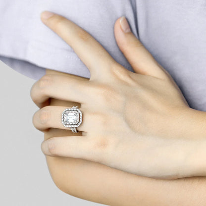 MuShan Luxury Jewelry 925 Sterling Silver Ring Zircon 7A Grade Asscher Romantic for Women Rhodium Plated Fine Jewelry Rings