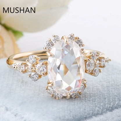 MUSHAN Luxury Custom 14K 18K Gold Rings Band Jewelry With Moissanite Diamond Lab Grown Gemstones Diamond Wedding Ring For Women