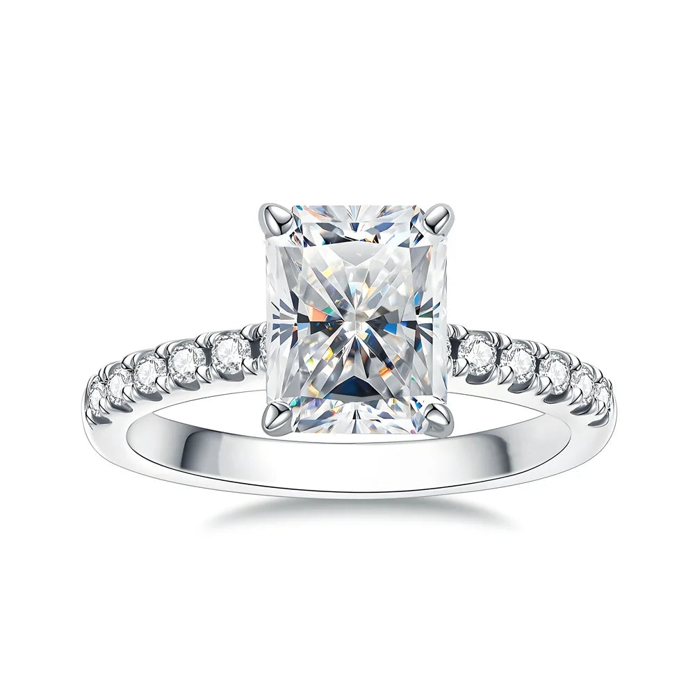 MuShan Luxury Jewelry 925 Sterling Silver Ring VVS Moissanite Elegant Ring for Fiancee 18K Real Gold Plated MST Patent Jewellery