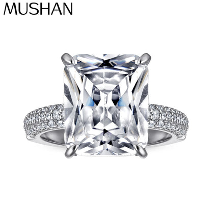 MuShan Jewelry 925 Sterling Silver Rings Bands Engagement Ring 5A Cubic Zirconia Elegant Anniversary Rings Bands  Women Gift