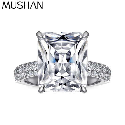 Bague de fiançailles MuShan Jewelry en argent sterling 925, anneau orné de zircons cubiques 5A, bague élégante pour anniversaire, cadeau pour femme