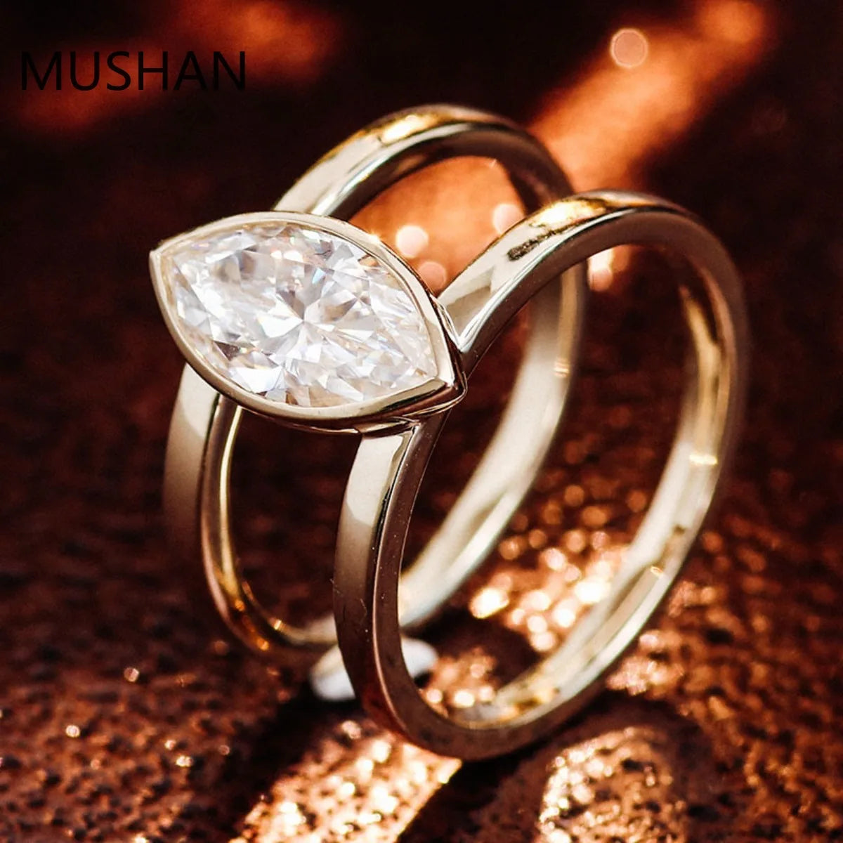 MUSHAN Luxury Custom 14K 18K Gold Rings Band Jewelry With Moissanite Diamond Lab Grown Gemstones Diamond Wedding Ring For Women