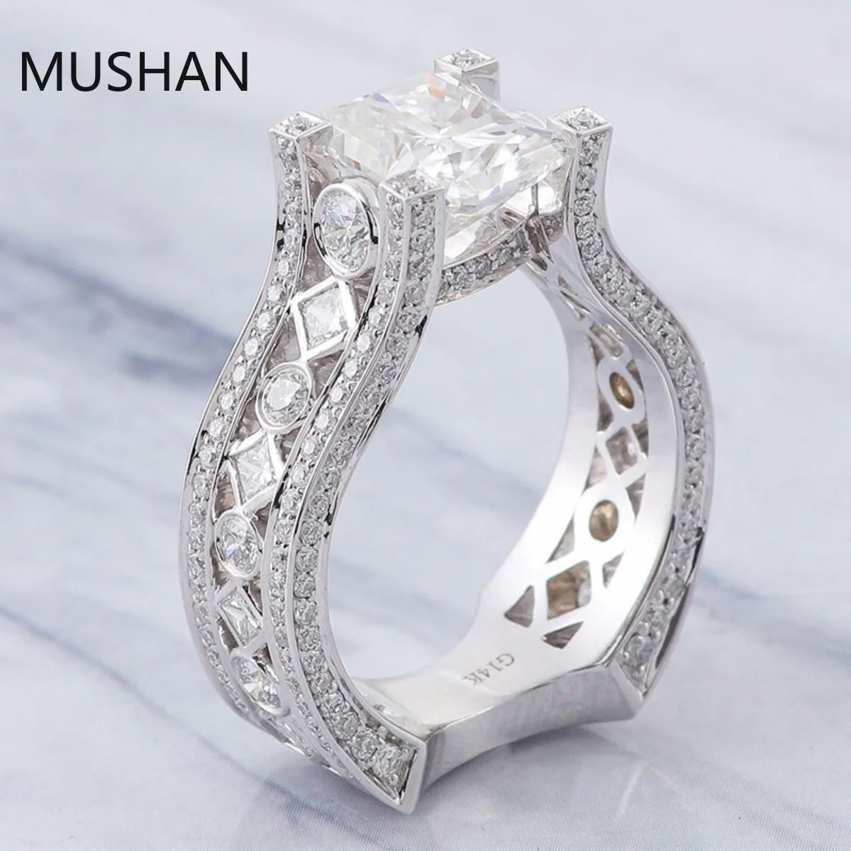 MUSHAN Luxury Custom 14K 18K Gold Rings Band Jewelry With Moissanite Diamond Lab Grown Gemstones Diamond Wedding Ring For Women