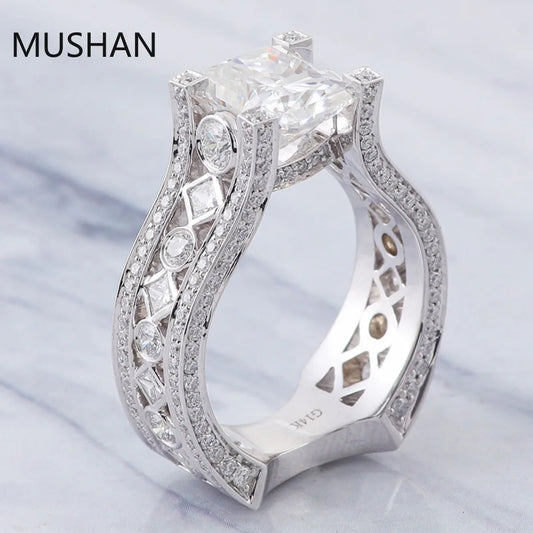 MUSHAN Luxury Custom 14K 18K Gold Rings Band Jewelry With Moissanite Diamond Lab Grown Gemstones Diamond Wedding Ring For Women