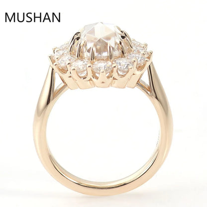 MUSHAN Luxury Custom 14K 18K Gold Rings Band Jewelry With Moissanite Diamond Lab Grown Gemstones Diamond Wedding Ring For Women