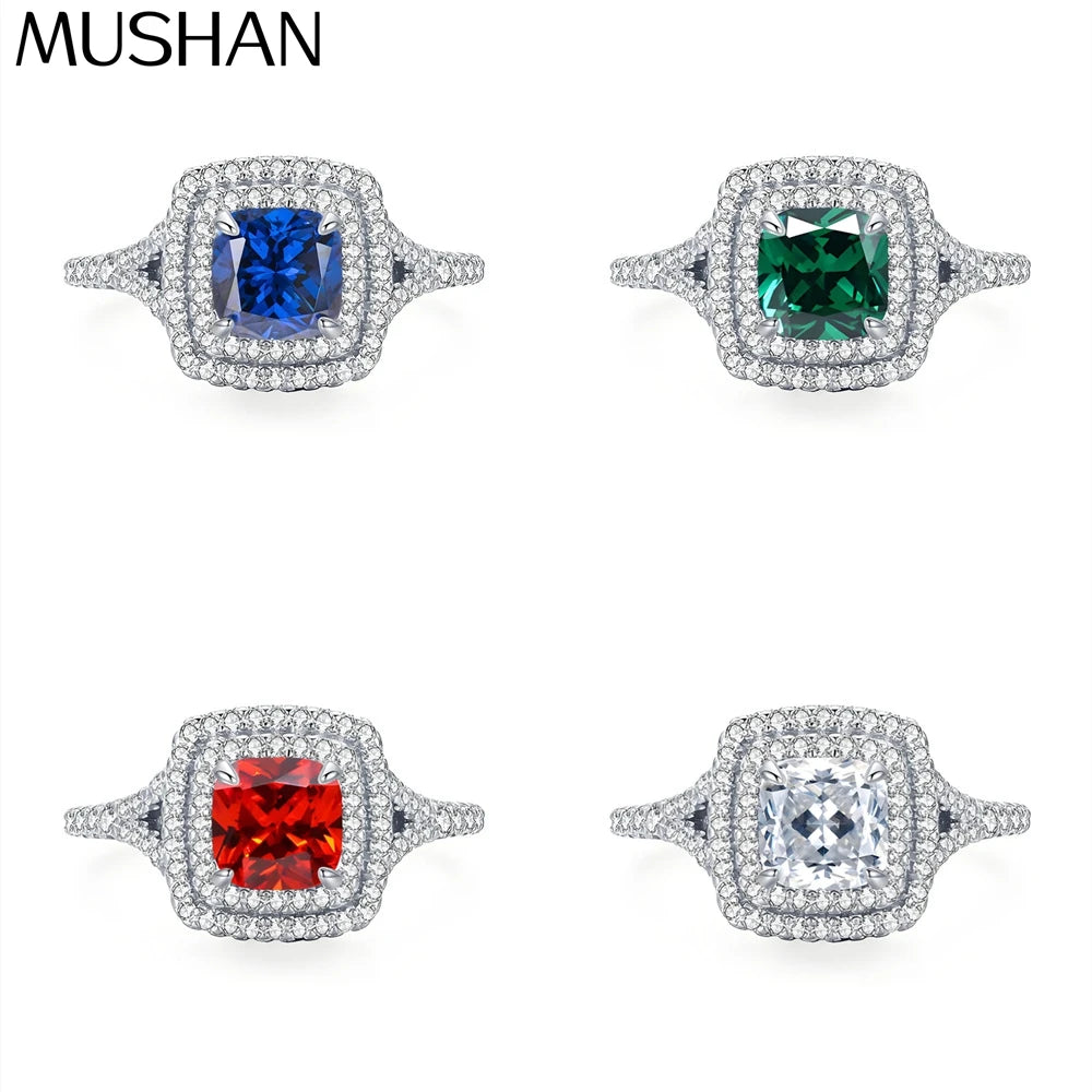 MuShan Jewelry 925 Sterling Silver Ring Wedding Band HCD Gemstones Party Cocktail Best Friend Gift Women Rings Fine Jewelry