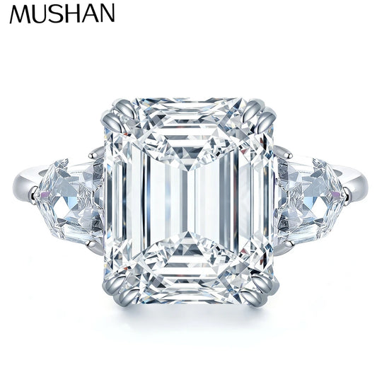 MuShan Luxury Jewelry 925 Sterling Silver Ring VVS Moissanite Date Night Ring for Her 18K Real Gold Plated MST Patent Jewellery