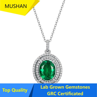 MUSHAN Luxury Jewelry 925 Sterling Silver Chain Pendant Necklace Lab Grown Emerald Ruby Gemstones Necklaces Pendants GRC Jewelry