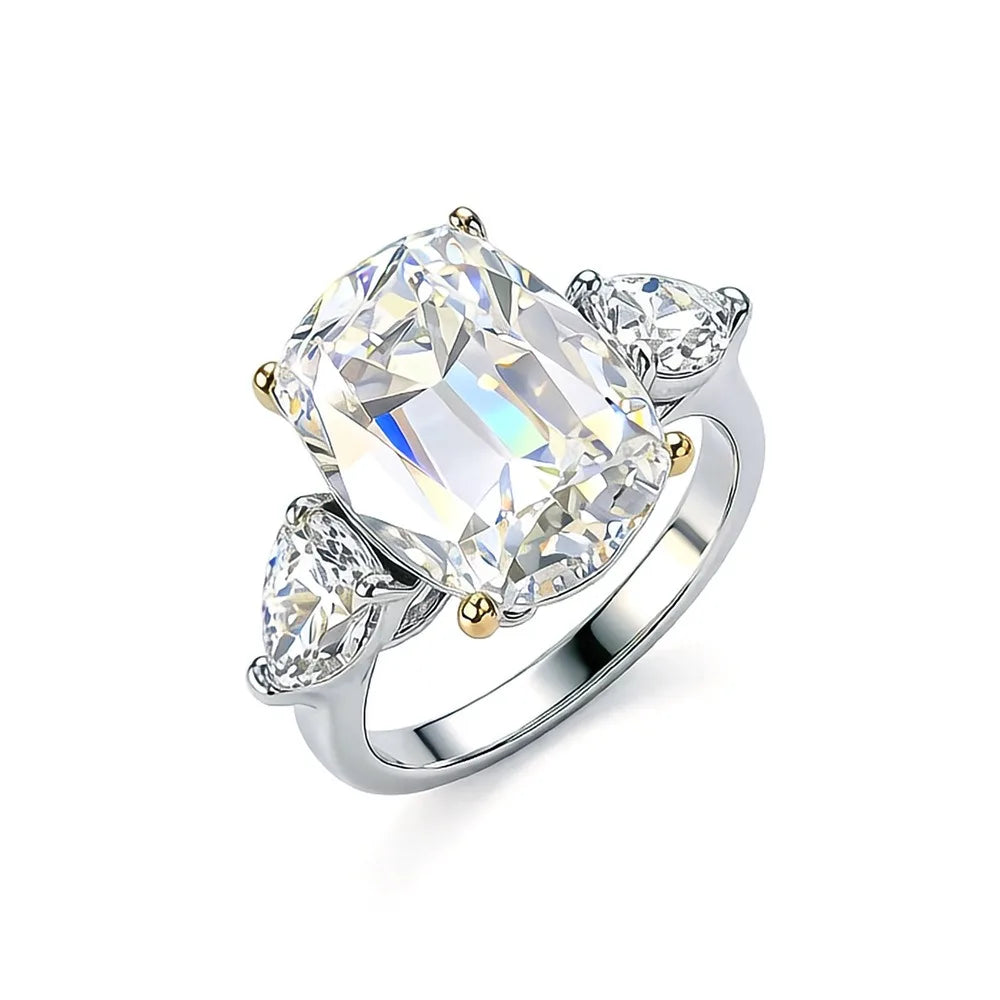 MUSHAN Luxury Jewelry 925 Sterling Silver Ring Band Women GRA Certificated Moissanite Diamond Emerald D Color Rings Fine Jewelry