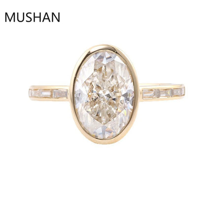 MUSHAN Luxury Custom 3ct Moissanite Diamond Rings Band For Women Egg Shape Gemstones Real 10K 14K 18K Gold Jewelry Ring Band