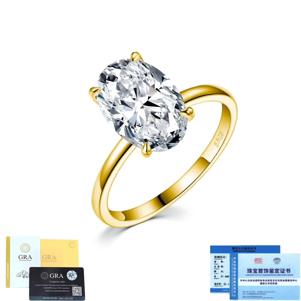 Anillo de banda de plata de ley 925 de MUSHAN Luxury Jewelry, anillo de compromiso de diamante moissanita con certificado GRA, color D, esmeralda, joyería fina para mujer