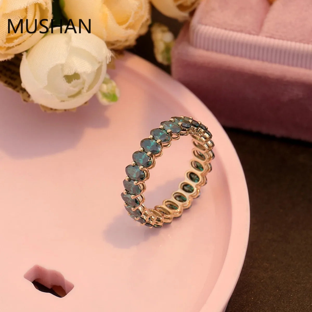 MUSHAN Luxury Custom 14K 18K Gold Rings Band Jewelry With Moissanite Diamond Lab Grown Gemstones Diamond Wedding Ring For Women
