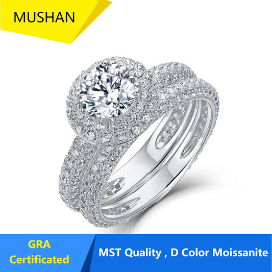 MUHAN Luxury Jewelry  925 Sterling Silver Ring Wedding Band  Women GRA Certificate Moissanite Diamond Rings D Color Fine Jewelry