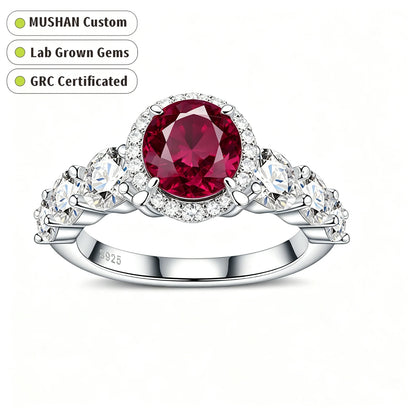 MUSHAN Custom Jewelry 925 Sterling Silver Ring Band 3ct Lab Grown Gemstones Ruby Emerald Sapphire Affordable Luxury Ring Jewelry