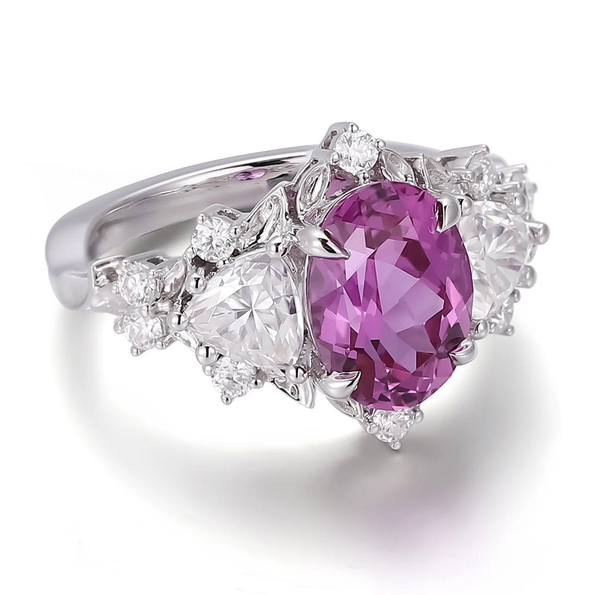 MUSHAN Custom Jewelry 10k 14k 18k Gold Platinum PT950 925 Silver Ring Lab Grown Dark Purple Stone Women 18K Gold Rings Jewelry