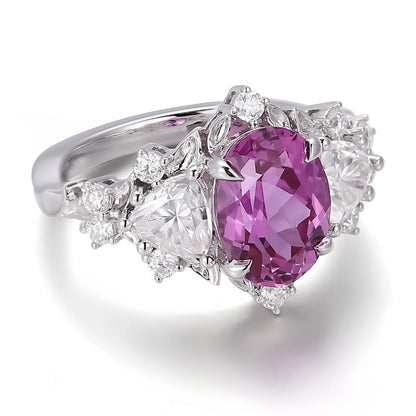 MUSHAN Custom Jewelry 10k 14k 18k Gold Platinum PT950 925 Silver Ring Lab Grown Dark Purple Stone Women 18K Gold Rings Jewelry