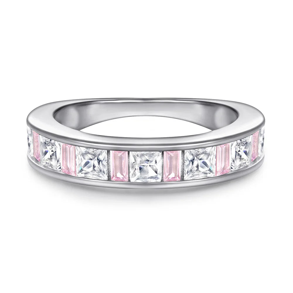 MuShan Jewelry 925 Sterling Silver Rings Bands Engagement Ring 7A Cubic Zirconia Romantic Rings Bands Rings Bands  Women Gift