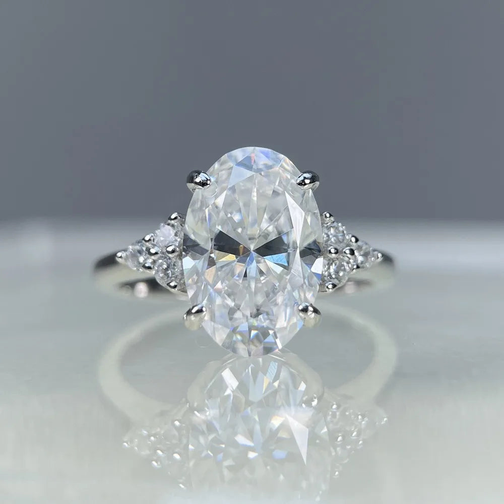 MUSHAN Luxury Jewelry 925 Sterling Silver Ring Band Women GRA Certificated Moissanite Diamond Emerald D Color Rings Fine Jewelry