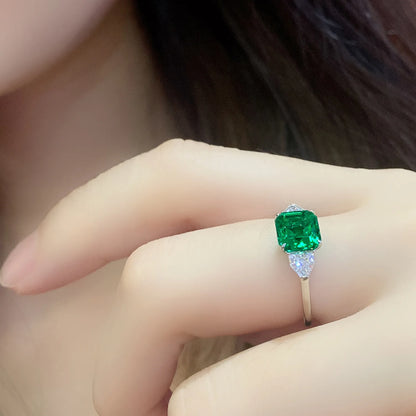 MUSHAN Custom Jewelry 925 Sterling Silver Ring Lab Green Ruby Round Promise Ring for Women 18K Gold Plated Anniversary Rings