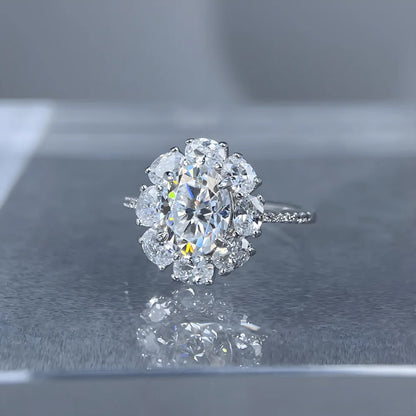 Anillo de plata de ley 925 de MuShan Luxury Jewelry, impresionante anillo de moissanita para mujer, chapado en oro auténtico de 18 quilates, anillos con patente MST