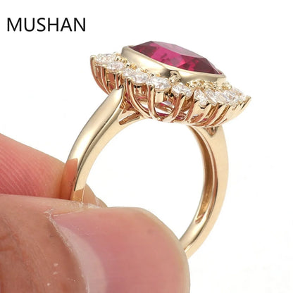 MUSHAN Luxury Custom 14K 18K Gold Rings Band Jewelry With Moissanite Diamond Lab Grown Gemstones Diamond Wedding Ring For Women