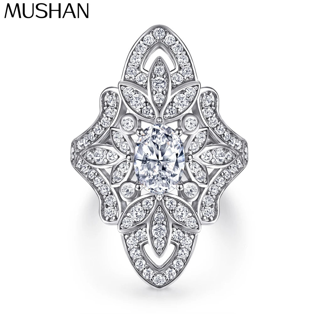 MuShan Jewelry 925 Sterling Silver Ring Wedding Band High Carbon Diamond  Her Gift Best Friend Gift Women Rings Fine Jewelry