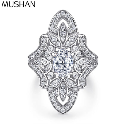MuShan Jewelry 925 Sterling Silver Ring Wedding Band High Carbon Diamond  Her Gift Best Friend Gift Women Rings Fine Jewelry
