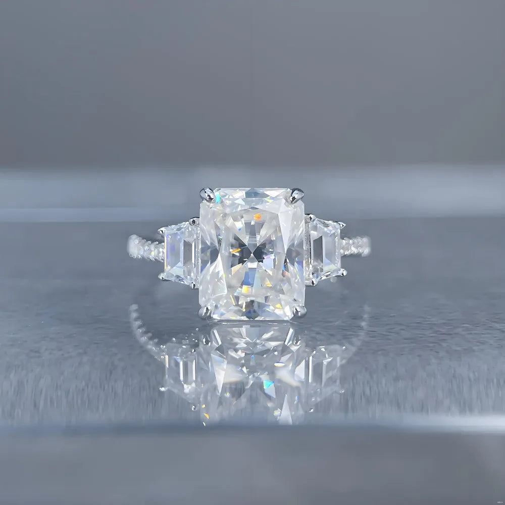 MUSHAN Luxury Jewelry 925 Sterling Silver Ring Band Women GRA Certificated Moissanite Diamond Emerald D Color Rings Fine Jewelry