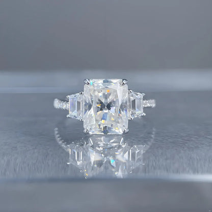 MUSHAN Luxury Jewelry 925 Sterling Silver Ring Band Women GRA Certificated Moissanite Diamond Emerald D Color Rings Fine Jewelry