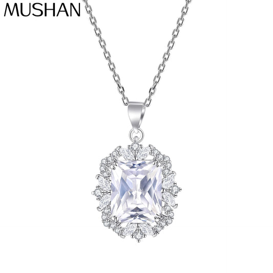 MuShan Designer Jewelry 925 Sterling Silver Necklace Zircon 5A Grade Choker Formal Women 18K Gold Plated Premium Jewelry Pendant