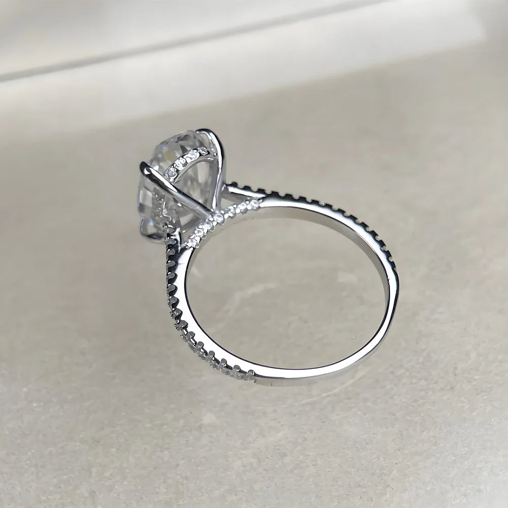 MuShan Designer Jewelry 4.5ct D Color VVS1 Moissanite Rings 925 Sterling Silver Ring Women 18K Gold Plated MST Patent Jewelry