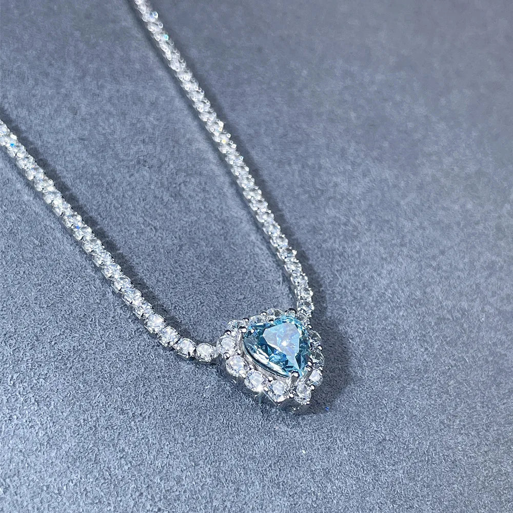 MuShan Jewelry 925 Sterling Silver Necklace Pendant Chain HCD Gemstones Her Gift Statement Jewelry Women Necklaces Jewelry