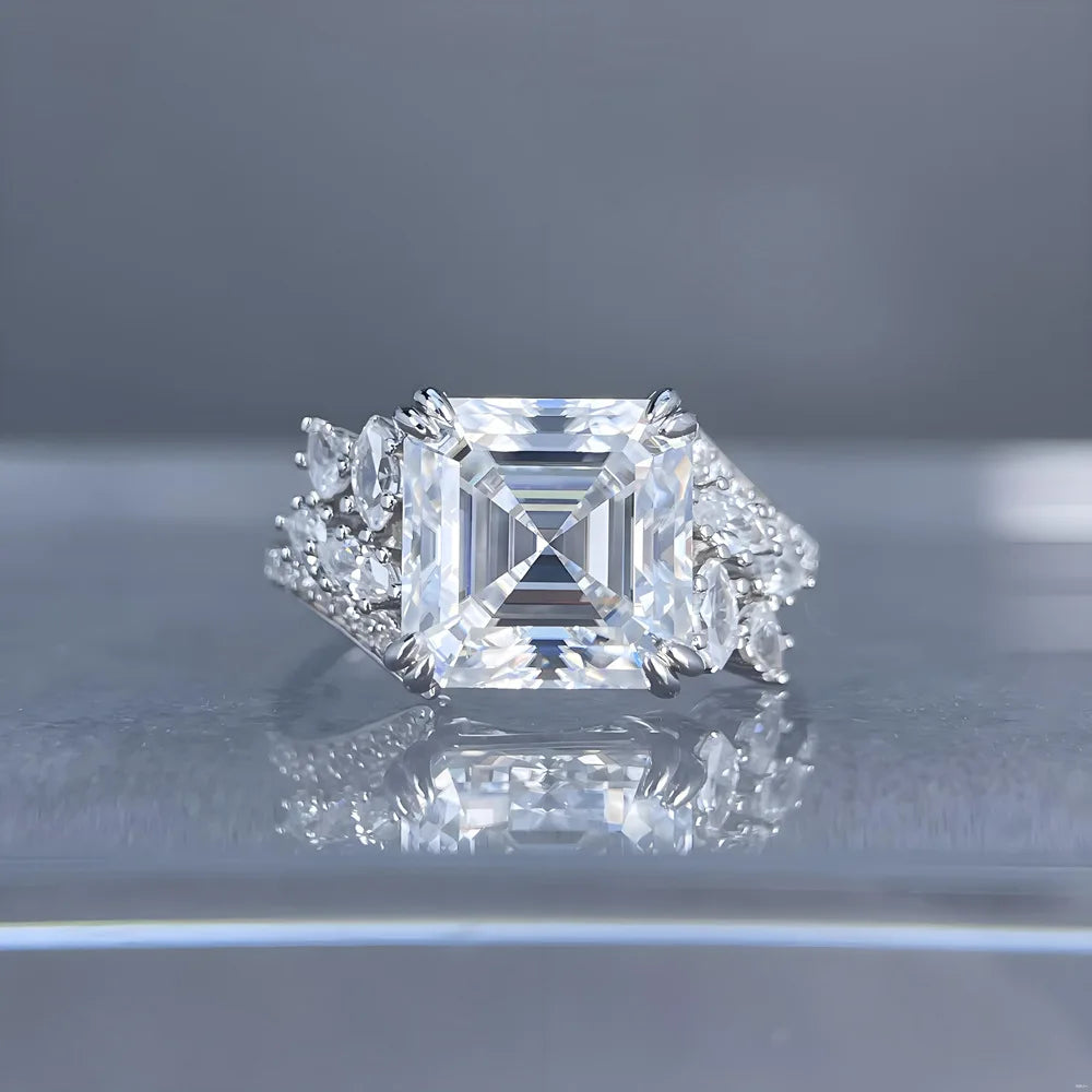 MuShan Designer Jewelry 925 Sterling Silver Ring Moissanite Diamond Casual Ring for Bride 18K Real Gold Plated MST Patent Rings