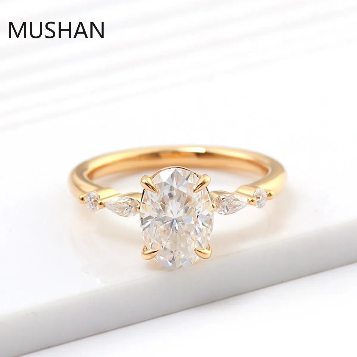 MUSHAN Luxury Custom 14K 18K Gold Rings Band Jewelry With Moissanite Diamond Lab Grown Gemstones Diamond Wedding Ring For Women