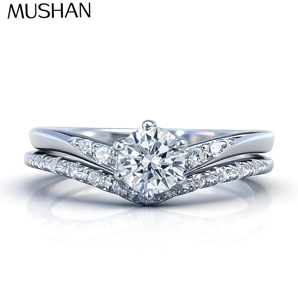 MuShan Jewelry 925 Sterling Silver Ring Wedding Band High Carbon Diamond Anniversary Gift  Her Gift Women Rings Fine Jewelry