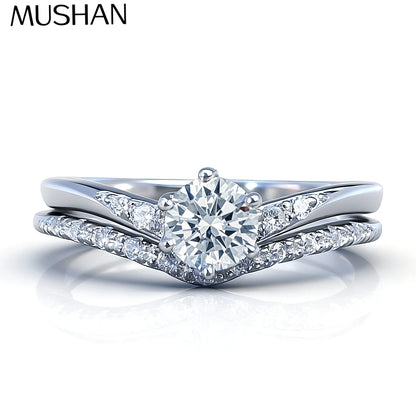 MuShan Jewelry 925 Sterling Silver Ring Wedding Band High Carbon Diamond Anniversary Gift  Her Gift Women Rings Fine Jewelry