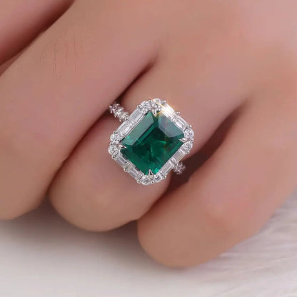 MUSHAN Custom Jewelry 10k 14k 18k Gold Platinum PT950 s925 Silver Ring 5ct Lab Grown Emerald Wedding Ring Women 18K Gold Jewelry