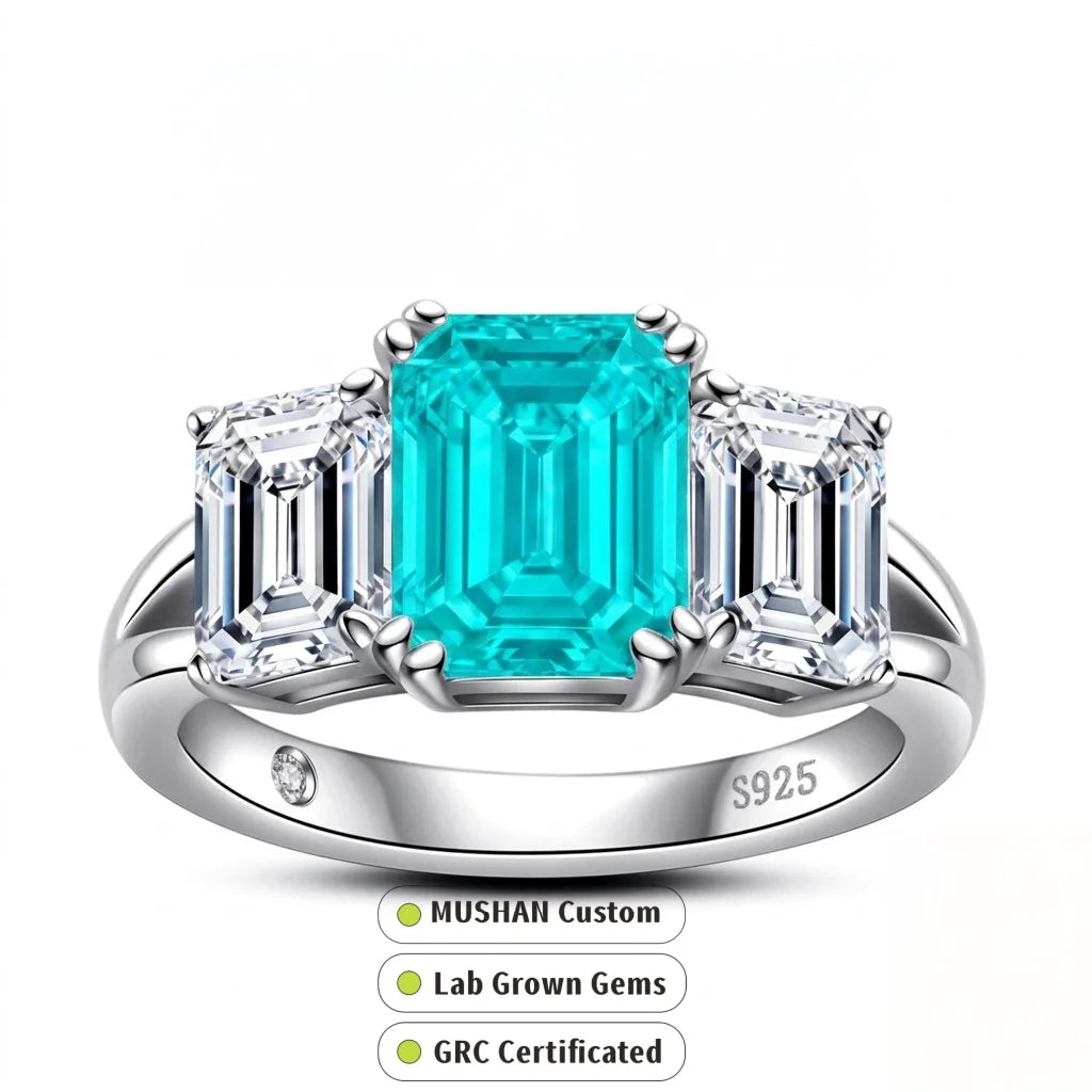 MUSHAN Custom Jewelry 925 Sterling Silver Ring Band 3 ct Lab Grown Gemstones Ruby Emerald Sapphire Sunflower Rings Jewelry