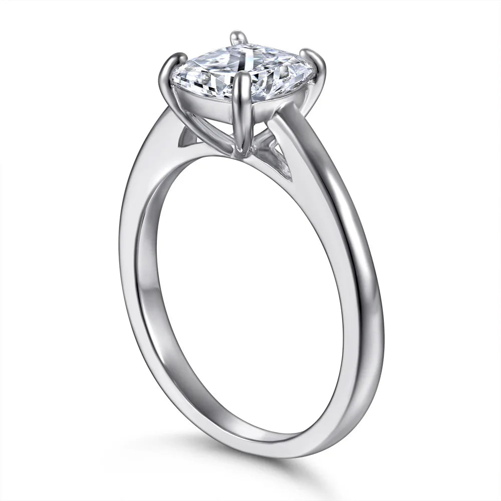 MuShan Jewelry 925 Sterling Silver Rings Bands Engagement Ring 5A Cubic Zirconia Valentine Timeless Anniversary  Women Gift