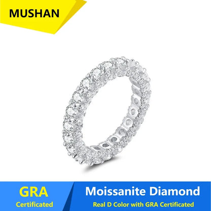 Bague MUSHAN Luxury Jewelry en argent sterling 925 pour femme, diamant moissanite taille émeraude certifié GRA, couleur D, bijou raffiné