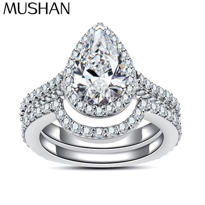 Anillo de plata de ley 925 de MuShan Luxury Jewelry, anillo de moissanita para regalo de Navidad para amigas, baño de oro de 18 quilates, anillos de alta gama con patente MST