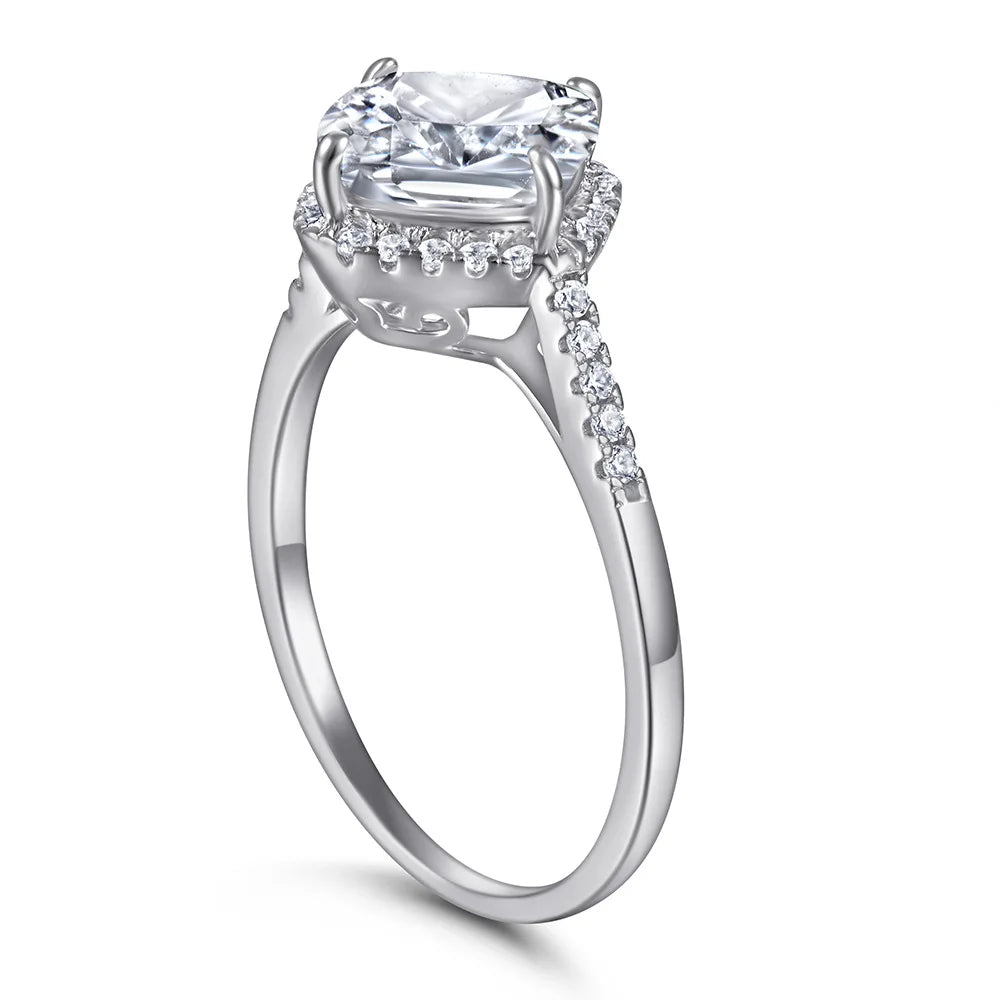 MuShan Jewelry 925 Sterling Silver Rings Bands Rings Bands Ring 7A Cubic Zirconia Vintage Engagement Anniversary  Women Gift