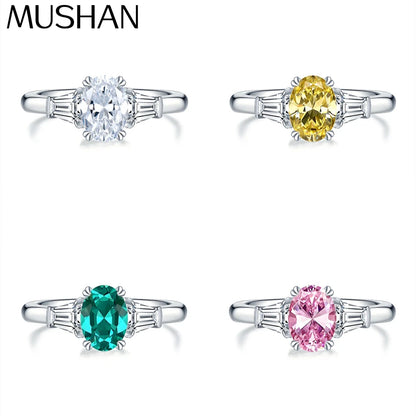 Anillo de compromiso de plata de ley 925 MuShan Jewelry, alianza de boda con diamante de alto carbono, regalo para fiestas, joyería fina para mujer