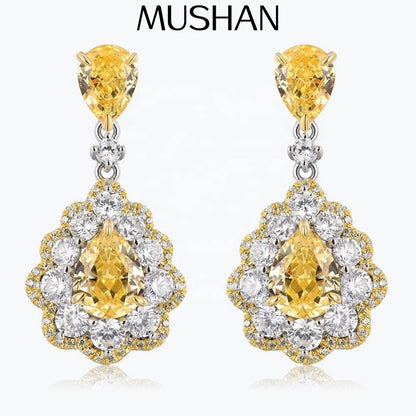 MuShan Jewelry 925 Sterling Silver Earring HCD Gemstones Fine 5A CZ Gemstones Brilliant 925 Sterling Silver Earrings Accessories