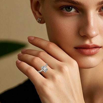 Anillo de plata de ley 925 MUSHAN Luxury Jewelry, banda para mujer, certificado GRA, diamante de moissanita, esmeralda, color D, joyería fina