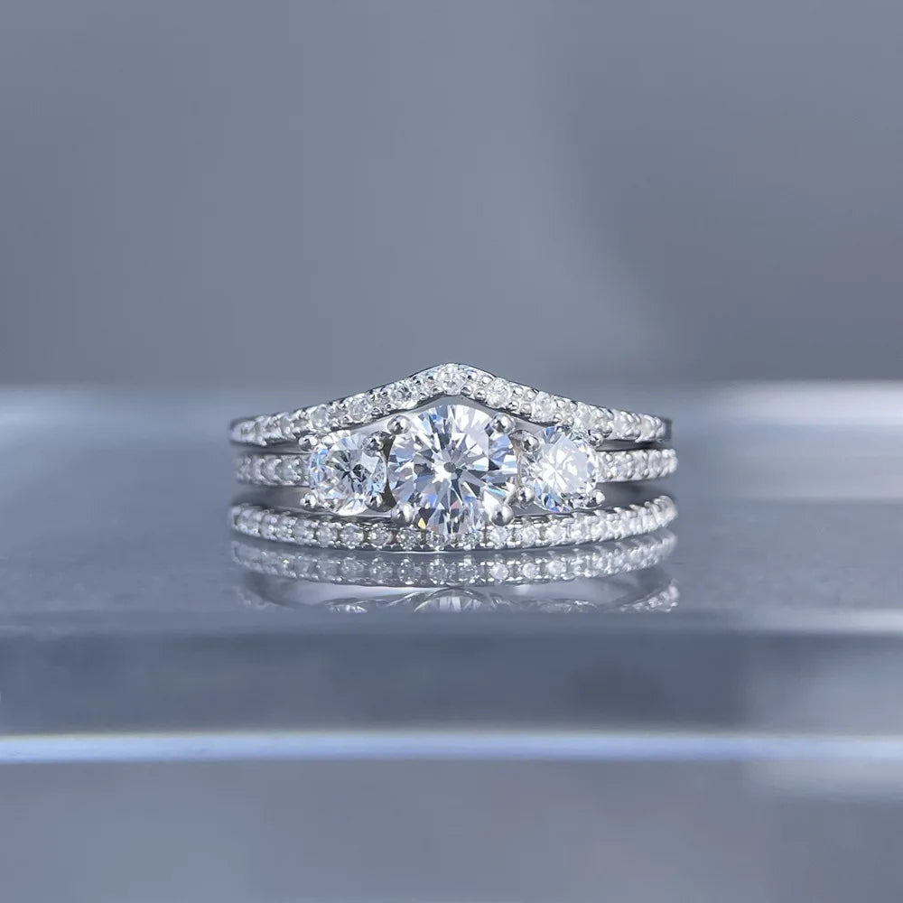 MuShan Jewelry 925 Sterling Silver Ring Wedding Band High Carbon Diamond Wedding Bridal Romantic Style Women Rings Fine Jewelry
