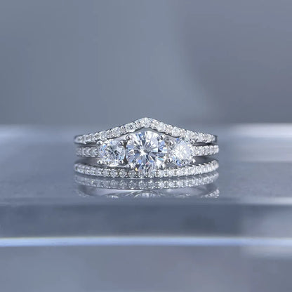 MuShan Jewelry 925 Sterling Silver Ring Wedding Band High Carbon Diamond Wedding Bridal Romantic Style Women Rings Fine Jewelry